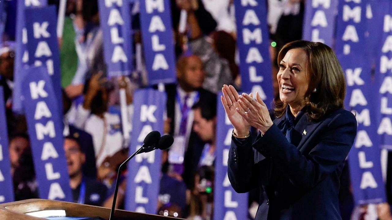 Kamala Harris speaks to Democrats in Chicago. Picture: Getty Images via AFP.