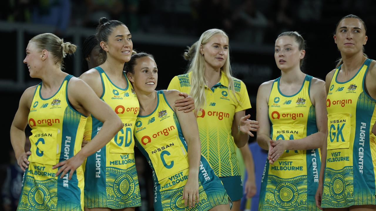 Australia celebrates winning game four of the Constellation Cup. Picture: Daniel Pockett/Getty Images