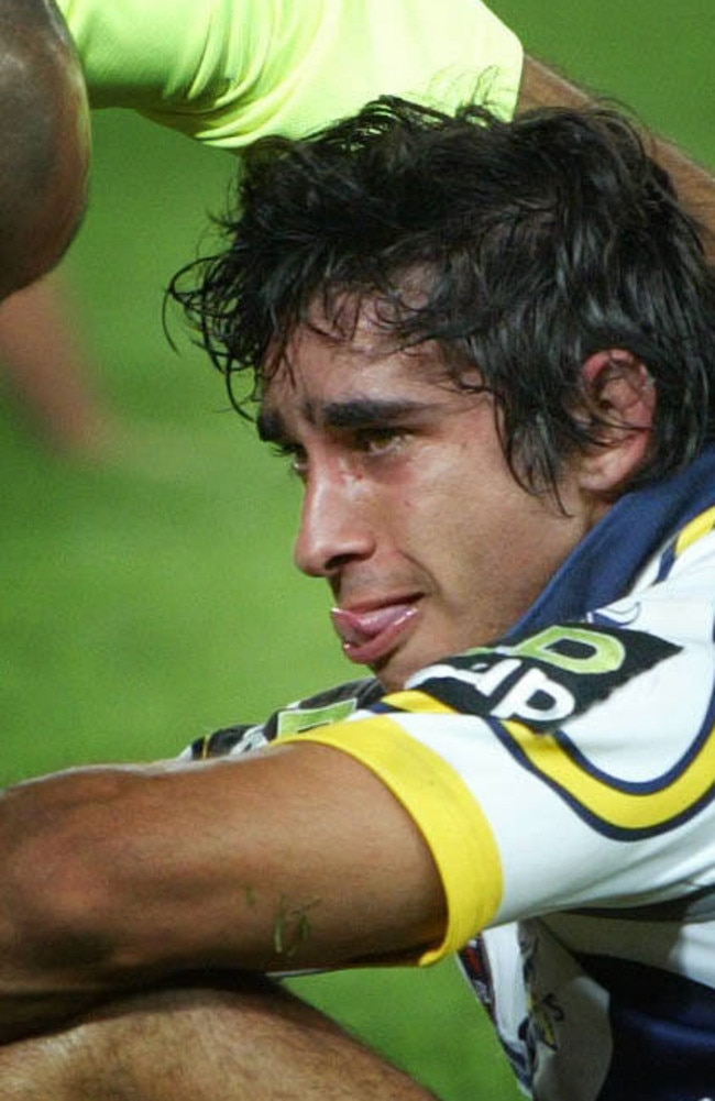 Thurston feels the pain after the Cowboys 2005 grand final loss.