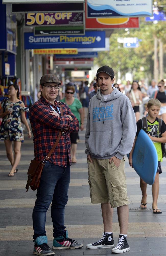 Youth workers Tim Sheerman, left, and Thomas Dent from the StreetWork program, will be out and about on the Corso, meeting young people and encouraging them to take up new youth programs. Picture: Troy Snook