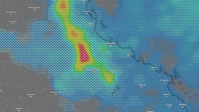 North Queensland is set for a rainy start to 2025. Picture: Windy.com