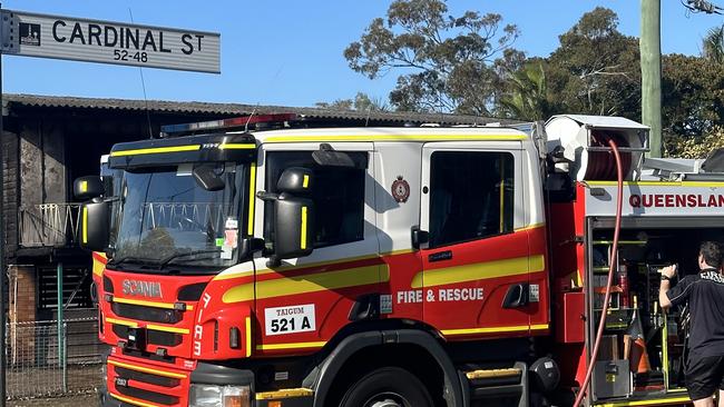 Fire crews at a Cardinal St home after it went up in flames this morning. Picture – Madeline Grace.