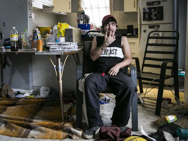 Jordan Futcher, 19, at home in Austin, Wagga Wagga, started using drugs when he was 12-years-old. Picture: Dylan Robinson