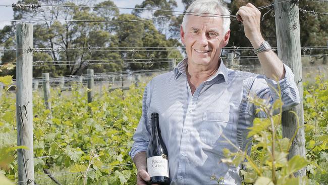 Bream Creek owner Fred Peacock at his vineyard after winery recently won the best white wine in show at the largest wine awards in the world. Picture: MATHEW FARRELL