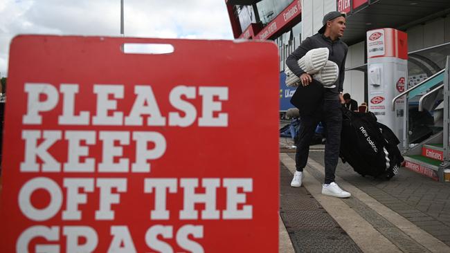 England allrounder Sam Curran at Old Trafford before the fifth Test match between England and India was been cancelled due to Covid-19 concerns Picture: AFP