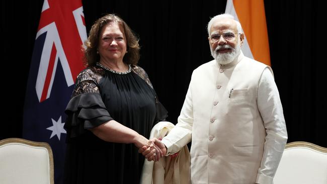 Gina Rinehart with Indian Prime Minister Narendra Modi during his recent official visit.