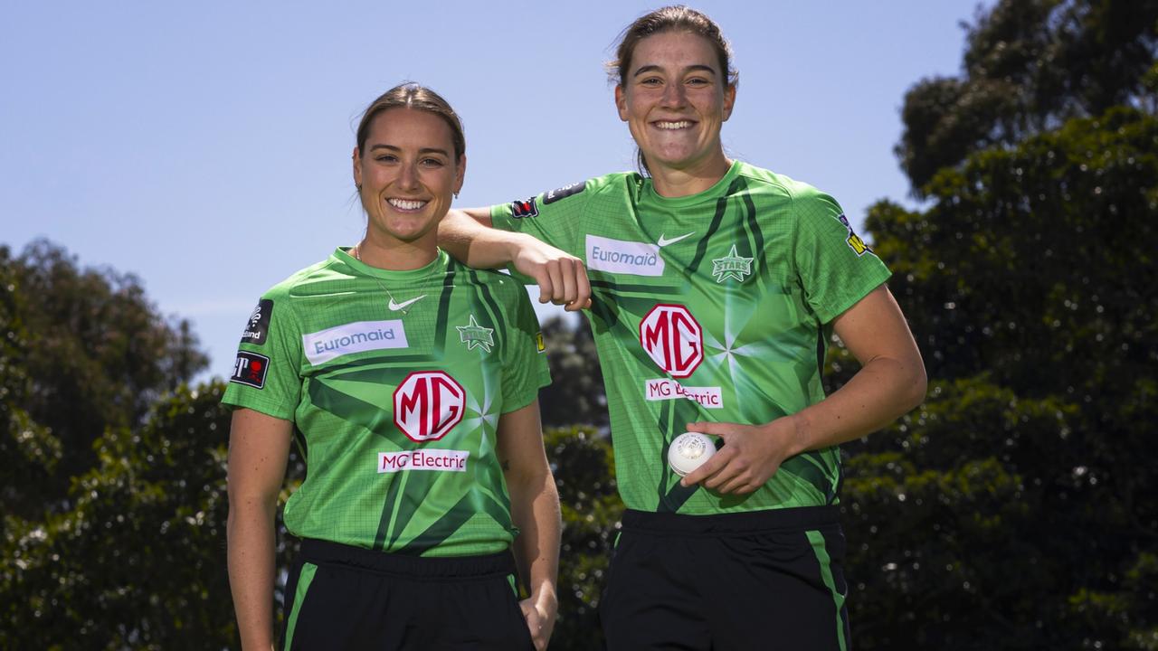 New Stars captain Nicole Faltum and star all-rounder Annabel Sutherland. Picture: Daniel Pockett/Getty Images for Cricket Australia