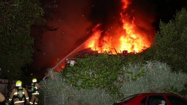 A blaze engulfed at Merrylands house. Picture: Bill Hearne