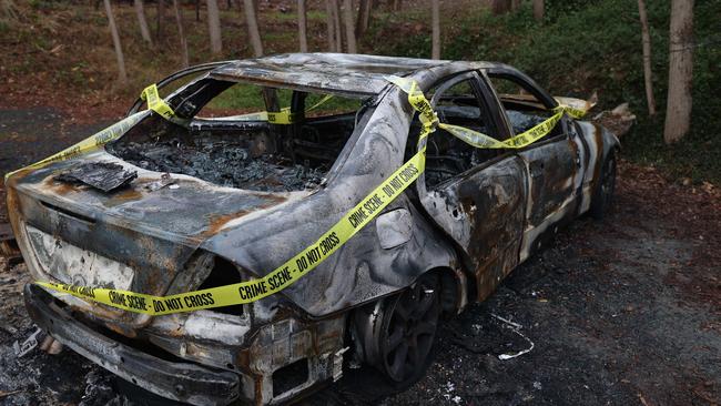 The burnt-out Mercedes was found near the Bridgewater Inn on May 17. Picture: Tom Huntley