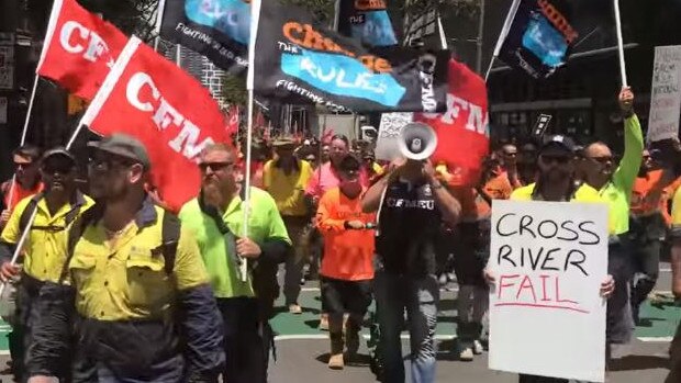 A CFMEU rally in Brisbane.