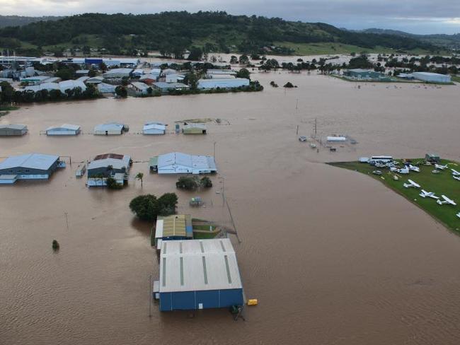 Aerial shots of flooded Lismore taken Friday morning Picture: Rotorwing Helicopter Services
