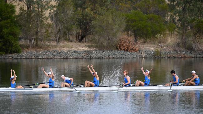 Interstate men's rowing crew: Stroke to Bow: Declan Glendinning, Nikolas Pender, William Delaney, Miles Harrold, Hamish Danks, Max Von Appen, Henry Ryan, Bradley Graham, Cox: Teresa Harris