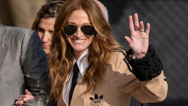 TAUS SUMMER CONTENT 2022Julia Roberts wears a suit from the Gucci x Adidas collection. Picture: Getty Images