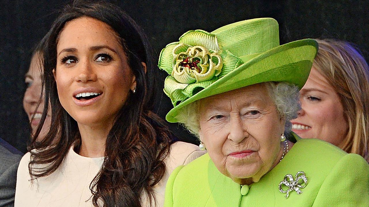 Queen Elizabeth and Meghan Markle attend the opening of the Mersey Gateway Bridge in 2018. Picture: Jim Clarke/AFP