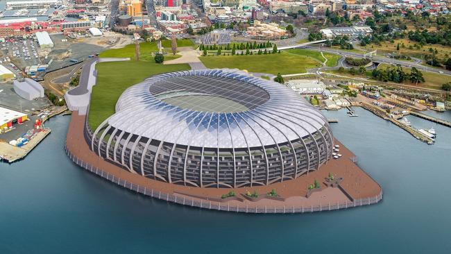 Macquarie Point Stadium 2.0 shown from above. Picture Stadia Precinct Consortia