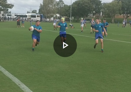 King's Christian College hooker Clayton Teritas dots down for his second try against All Saints. Picture: Nic Darveniza