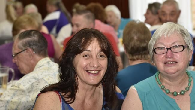 ENJOYING LUNCH: Enjoying socialising, Jo Ellsum (left) and Lyn Fraser. Toowoomba Hospital Volunteers Christmas celebration. Photo Bev Lacey / The Chronicle