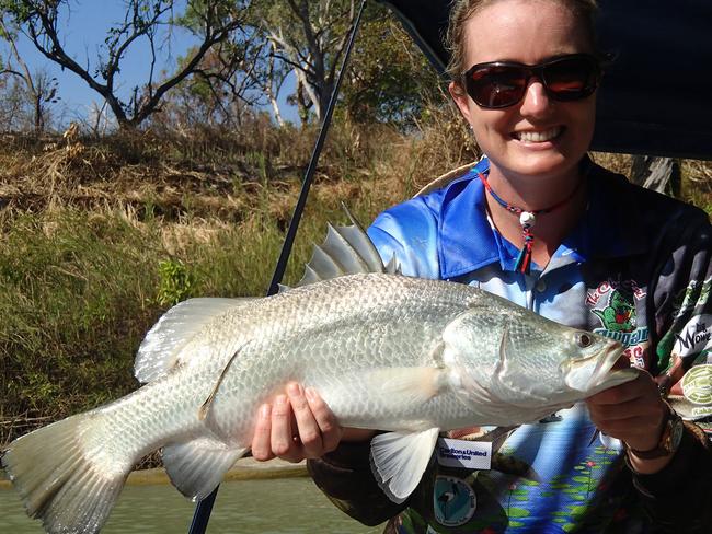 Brooke Best with her barra from the Alligator competition.