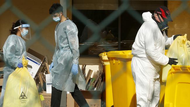 Hazardous waste is removed from St. Basil's Home for the Aged in Fawkner. Picture: Getty