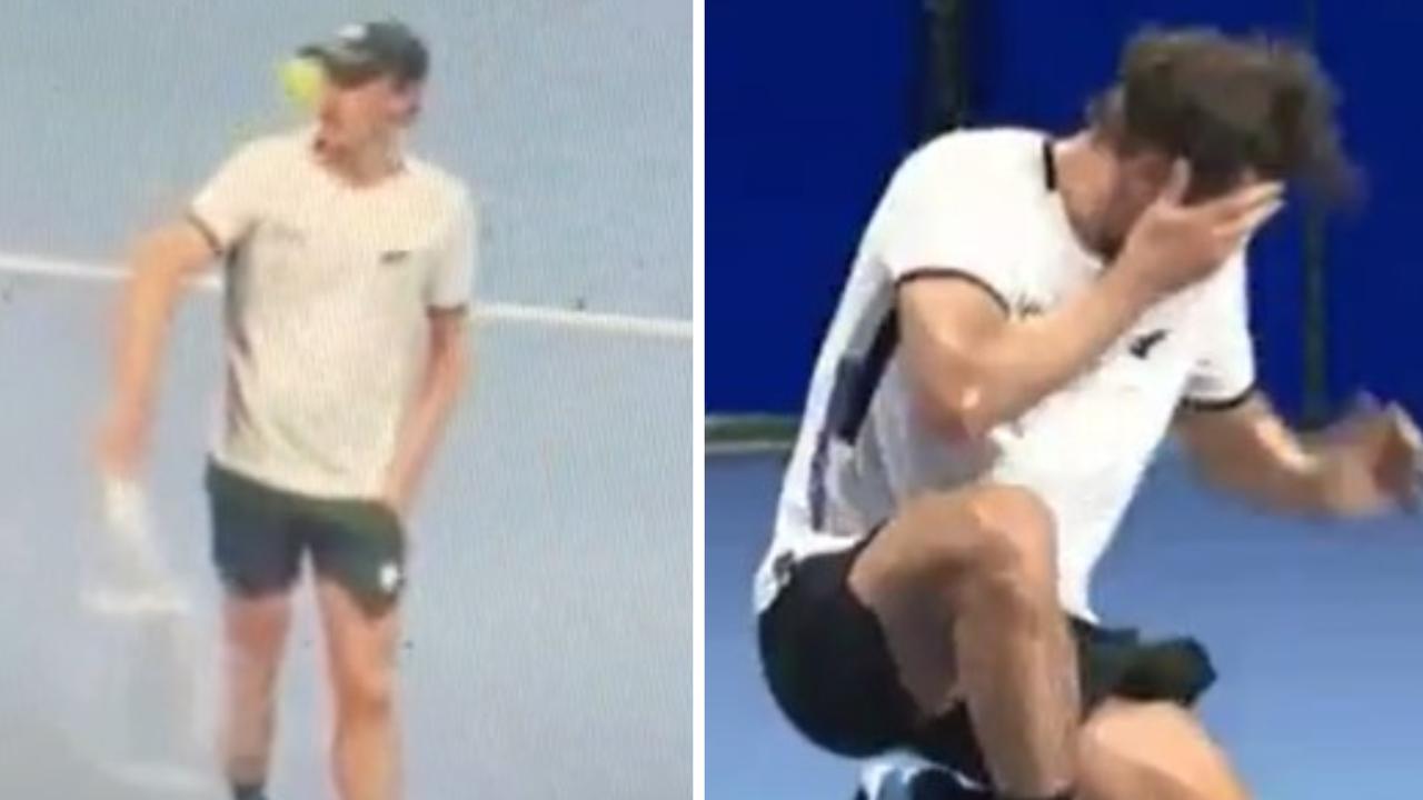 John Millman was forced to retire when a ball hit him in the eye.