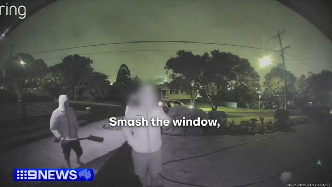 The teenagers can be heard saying “smash the window” in shock footage from Friday night. Picture: 9News