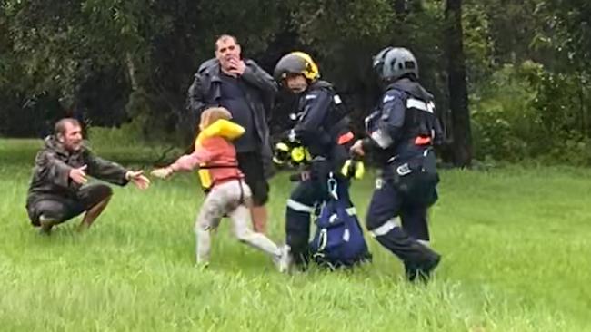 The Land Rover LifeFlight Special Mission helicopter has carried out numerous back to back winches and flood rescues in Lismore. Picture Landrover Lifeflight