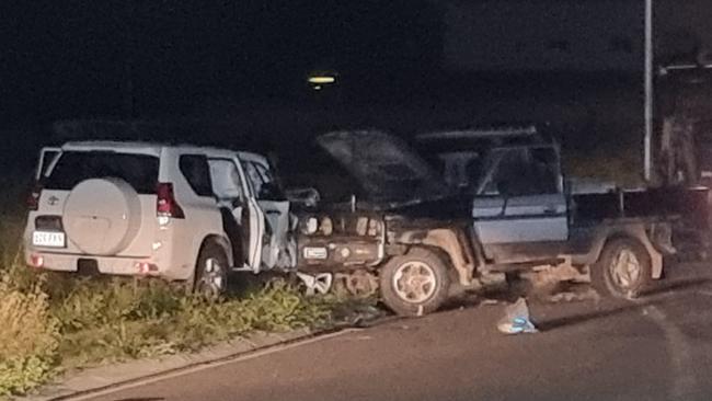 Two police officers were injured after their unmarked police vehicle crashed with an alleged stolen car in Rockyview on April 13.