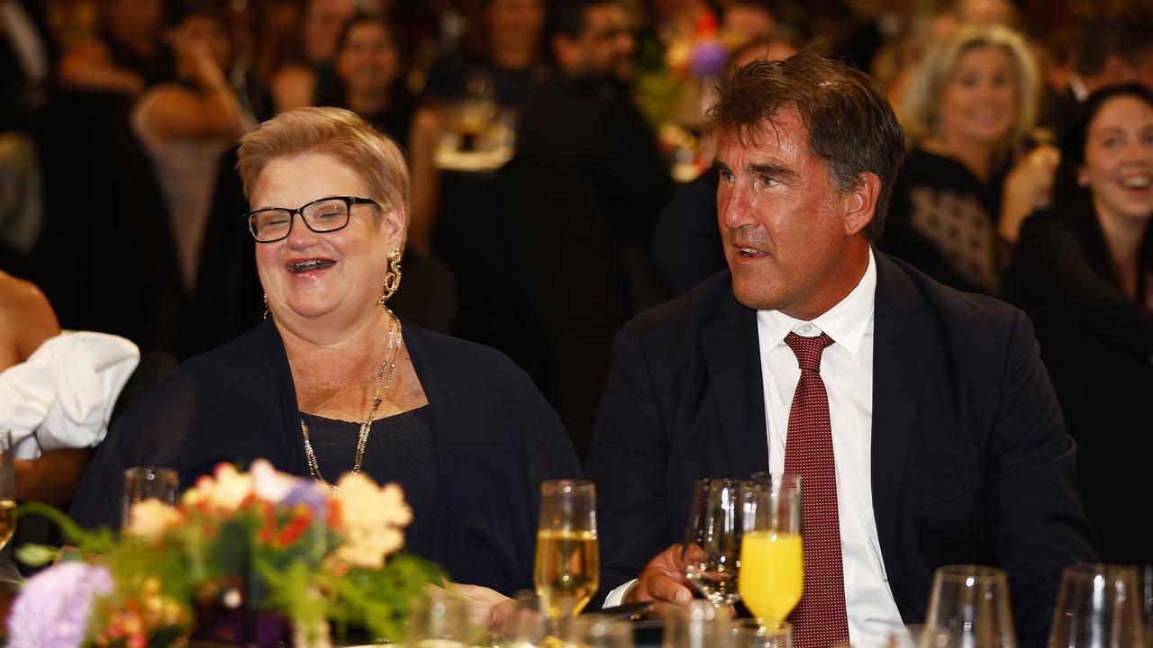 Bates’ mum Julie and coach Craig Starcevich following her W Awards victory. Picture: Getty Images