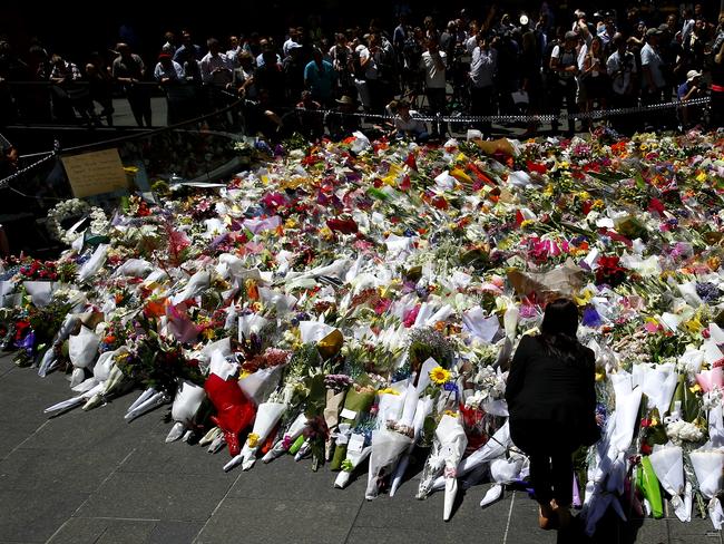 A sea of flowers at Martin Place at 3.45pm / Picture: Bradley Hunter