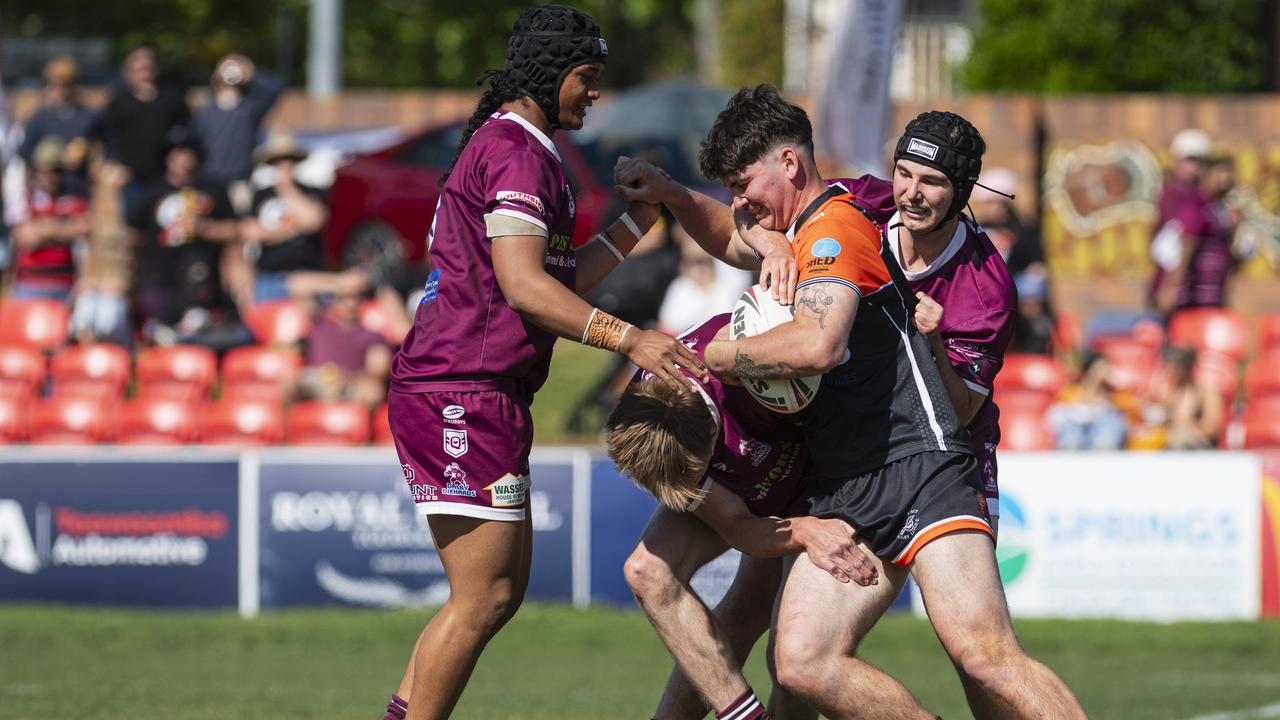 Declan Pearson of Southern Suburbs against Dalby in TRL U19 grand final rugby league at Toowoomba Sports Ground, Saturday, September 14, 2024. Picture: Kevin Farmer