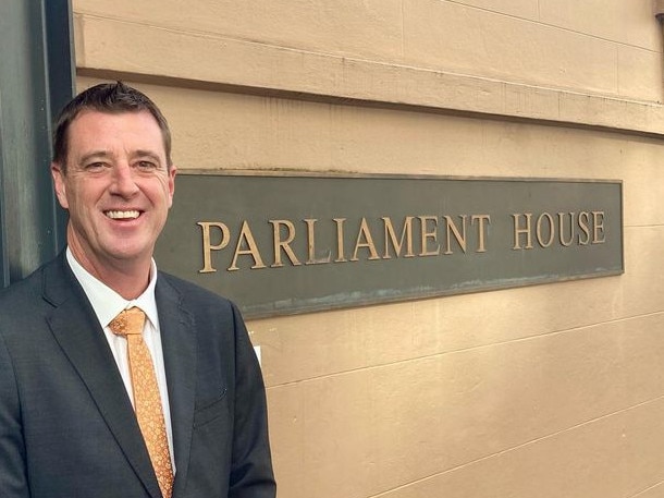Michael Regan, outside NSW Parliament House where he will serve as the new MP for Wakehurst. He has stepped down as mayor, but will stay on the council until the next local government elections. Picture; Facebook (Michael Regan MP)