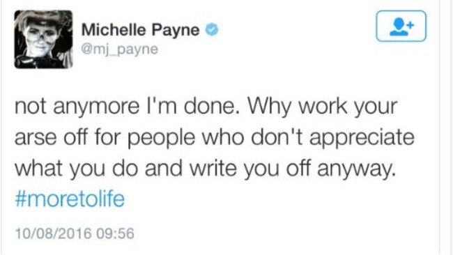 Michelle Payne’s now-deleted scathing tweet / Twitter