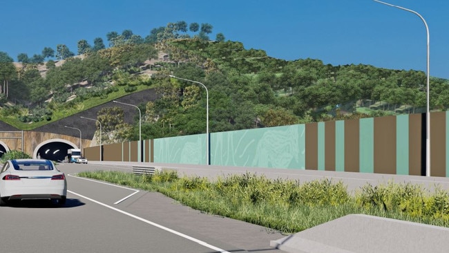 An artist's impression of the Shephard's Lane tunnel art wall along the Coffs Harbour Bypass.