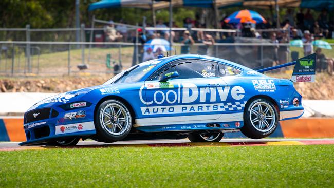 Tim Slade gets his Mustang loose at the Hidden Valley Raceway. Picture: Che Chorley