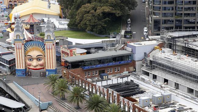 Construction work on North Sydney Olympic Pool. The completion of the refurbishment works of the pool has been delayed until July 2024. Picture: John Appleyard