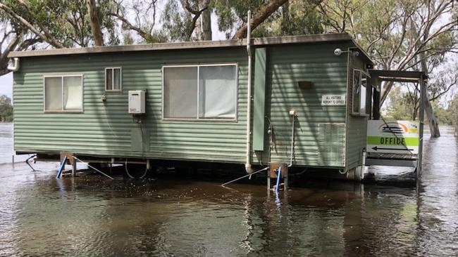 Mildura Houseboats' office is close to being flooded.