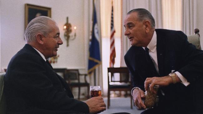 Prime Minister Harold Holt with United States President Lyndon B Johnson.