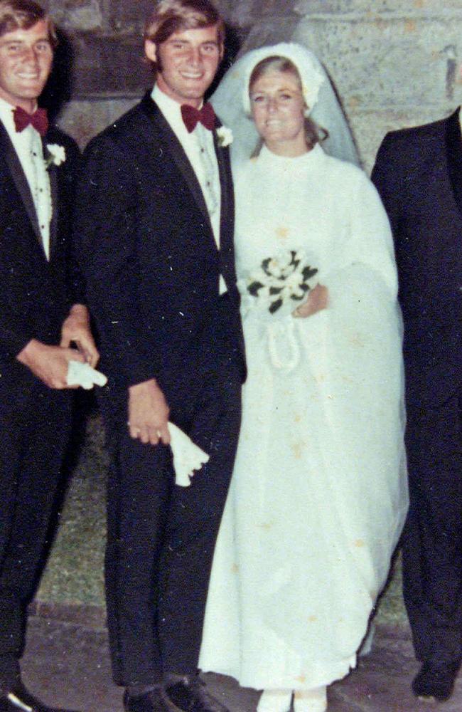 Chris Dawson with wife Lynette on their wedding day. 