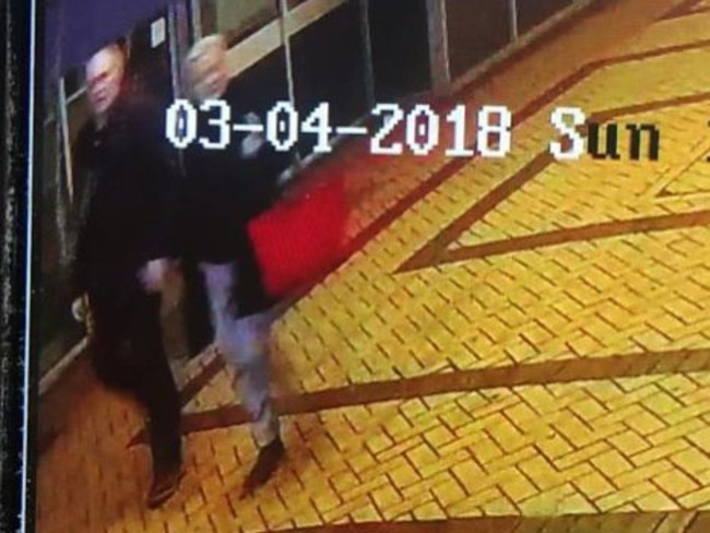 CCTV footage is believed to show Sergei Skripal and his daughter, Yulia before they were allegedly poisoned.  Picture:  Supplied