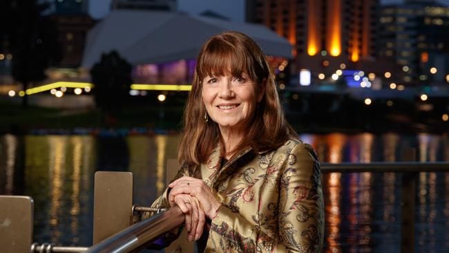 Adelaide Festival chairwoman Judy Potter, overlooking the Torrens river and Festival Centre. Picture: Matt Turner.