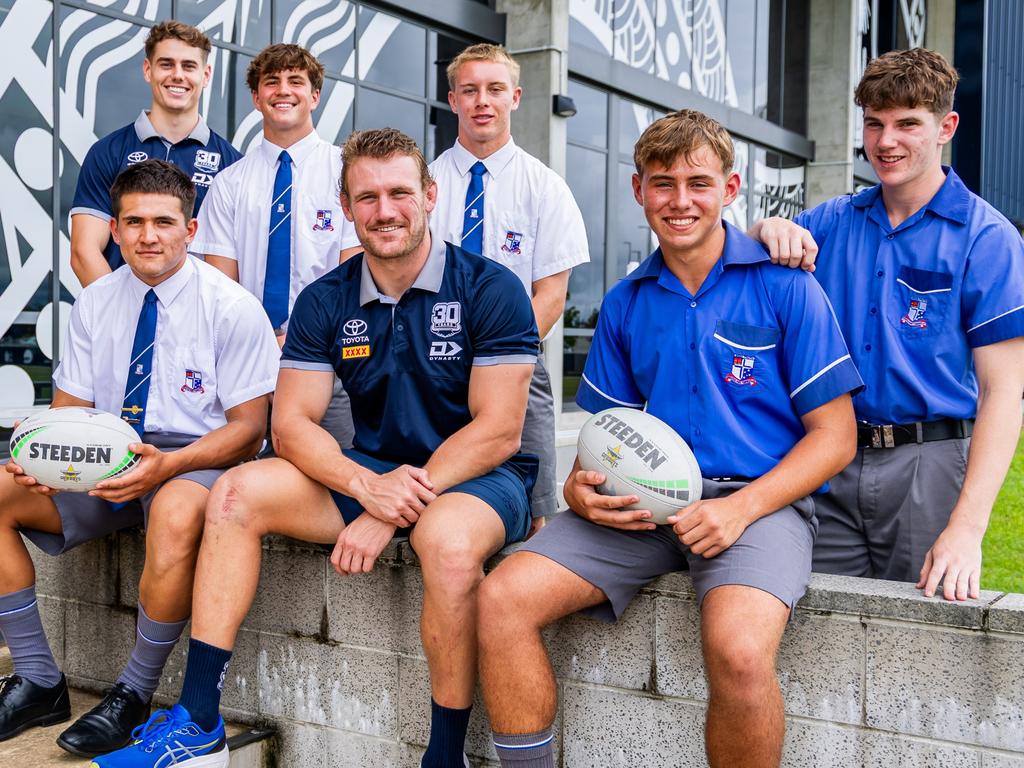 (L-R Back) Tom Duffy, Kye Connell, Patrick Fanning, Bradley Pilchowski. (L-R Front) Sitiveni Afu, Coen Hess, Harrison Johnstone. Picture: Alix Sweeney