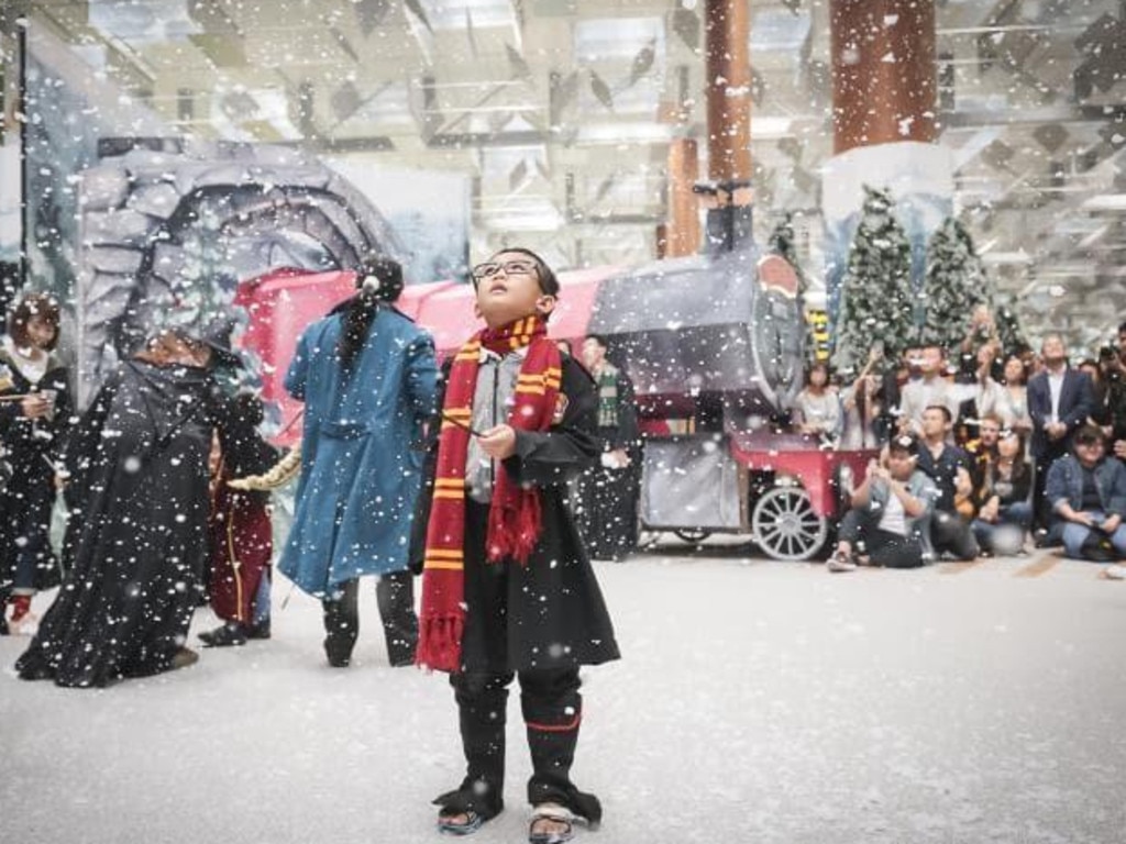 There’s the Hogwarts Express at the recreated Hogsmeade Village