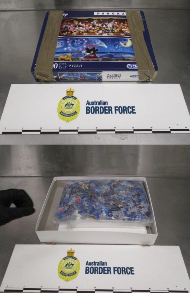 A South Australian man was charged after allegedly importing 840g of cocaine through the international mail system hidden in a jigsaw puzzle. Picture: ABF