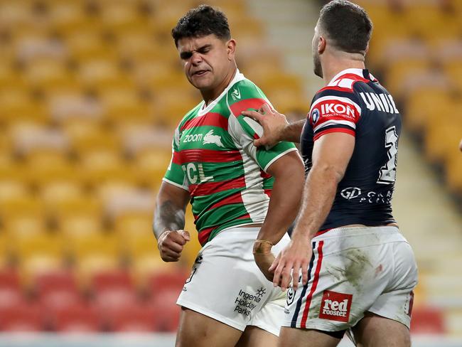 Roosters captain James Tedesco and Latrell Mitchell. NRL Imagery