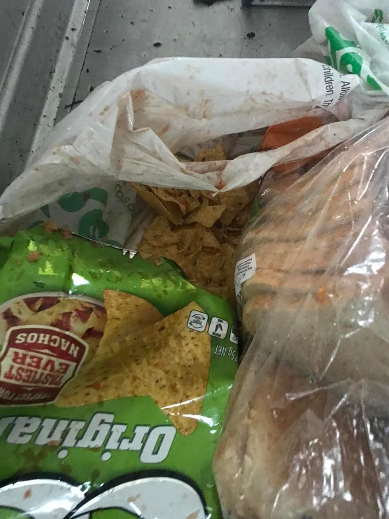 The daughter said the groceries looked like they had been smashed or run over. Picture: Facebook