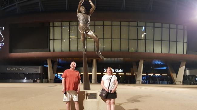 English couple Wayne and Michelle Kisbee at Adelaide Oval on Saturday night. Picture: Matt Turner