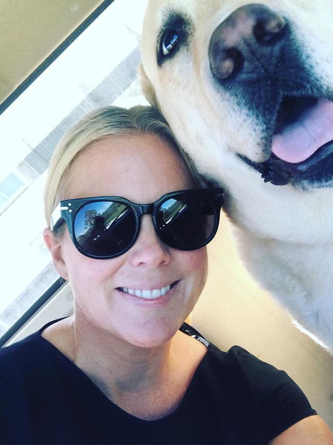 Sam Armytage with her labrador Banjo. (Picture: Instagram,)