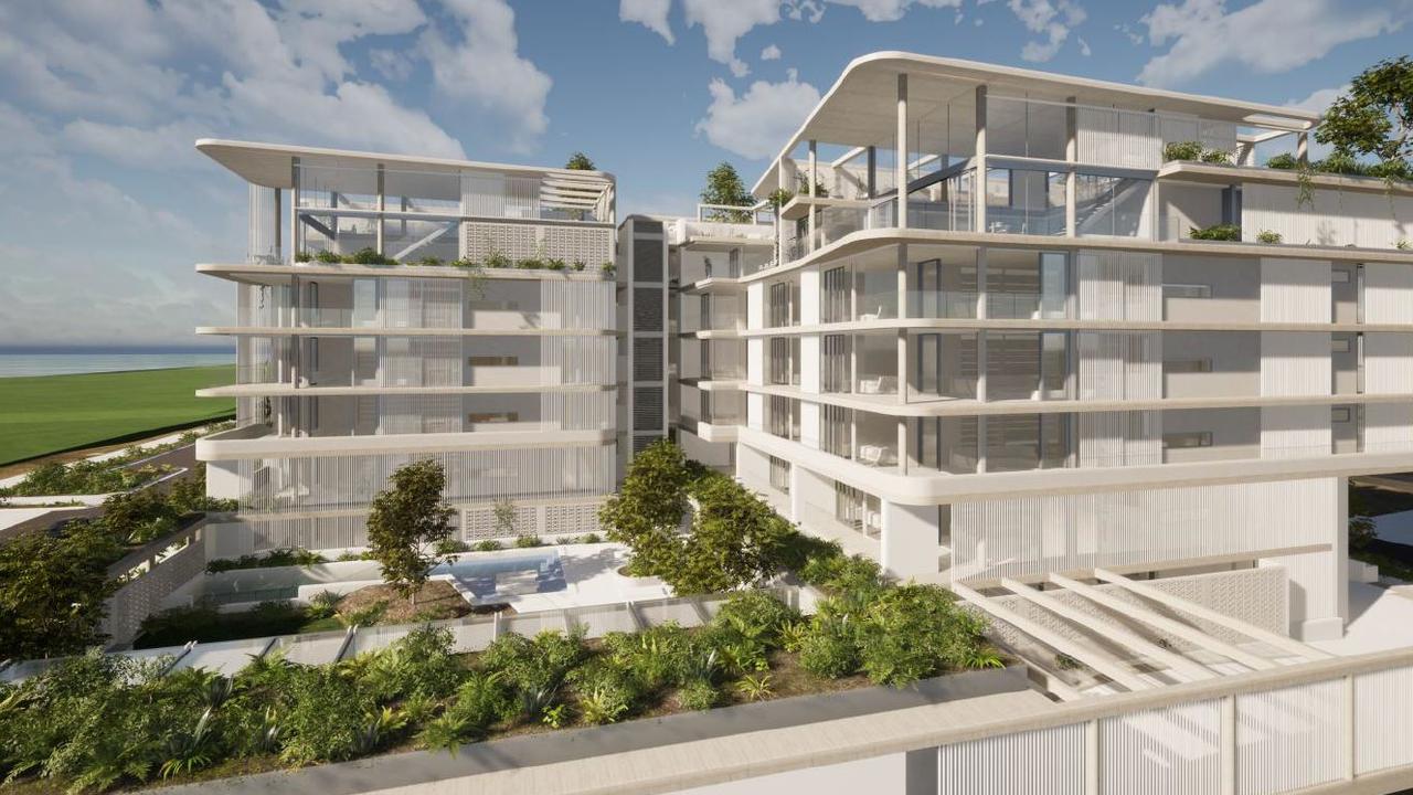 An artist’s impression of Cube Developments’ Oasis apartment complex at Kombi St, Bokarina Beach.