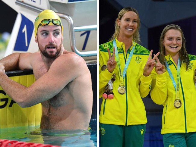 James Magnussen and members of the Aussie swim team. Photos: AAP/AFP