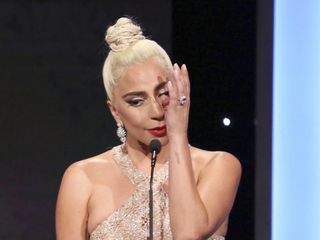 Lady Gaga became emotional last week when talking about the impact Bradley Cooper’s resolute belief in her has had. Picture: AP